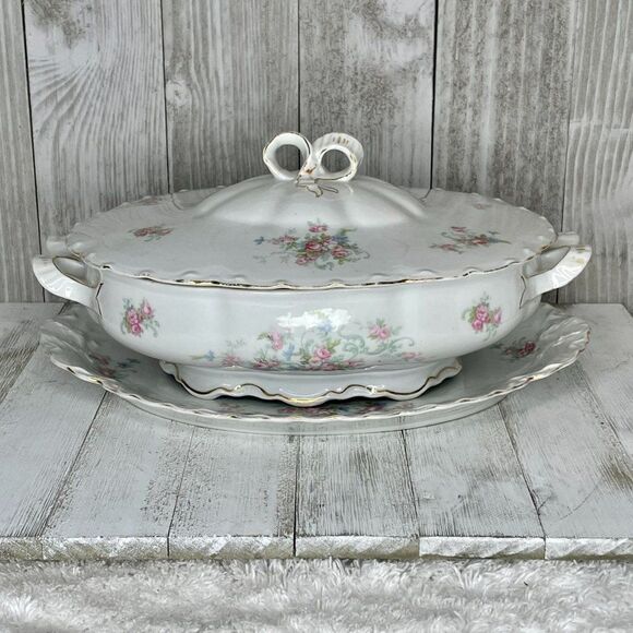 Antique Schönwald R.S.A.G. Bavaria Porcelain Covered Serving Dish, Platter, & Gr - Picture 2 of 14